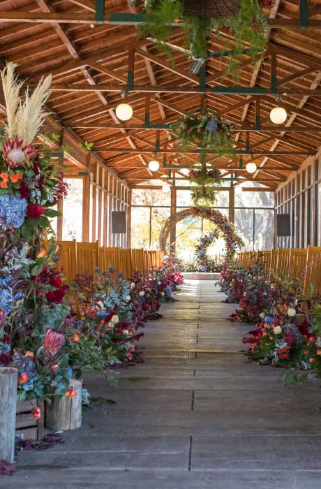 Ceremony setting with a rustic vibe. 