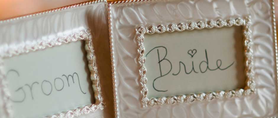 Two wedding picture frames. 