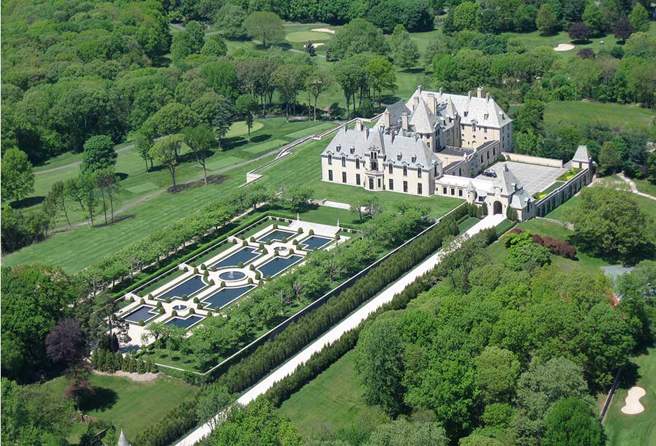 Aerial view of the castle and surrounding area. 