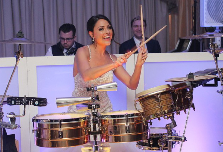 Bride plays LI Sound DJ drums.