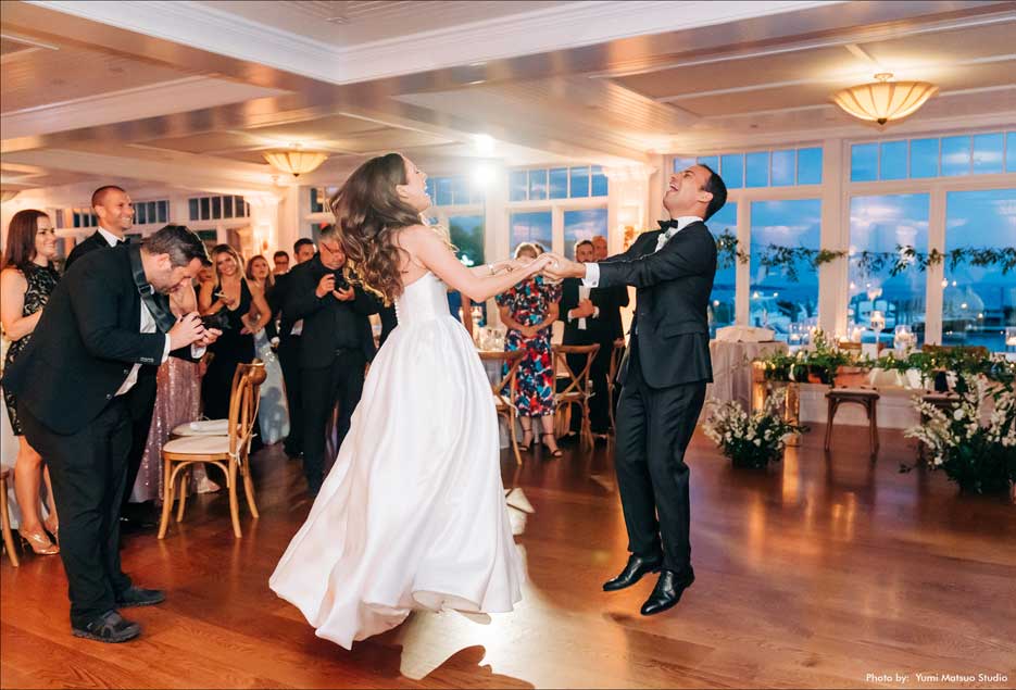 A couple on the dance floor for their first dance. 